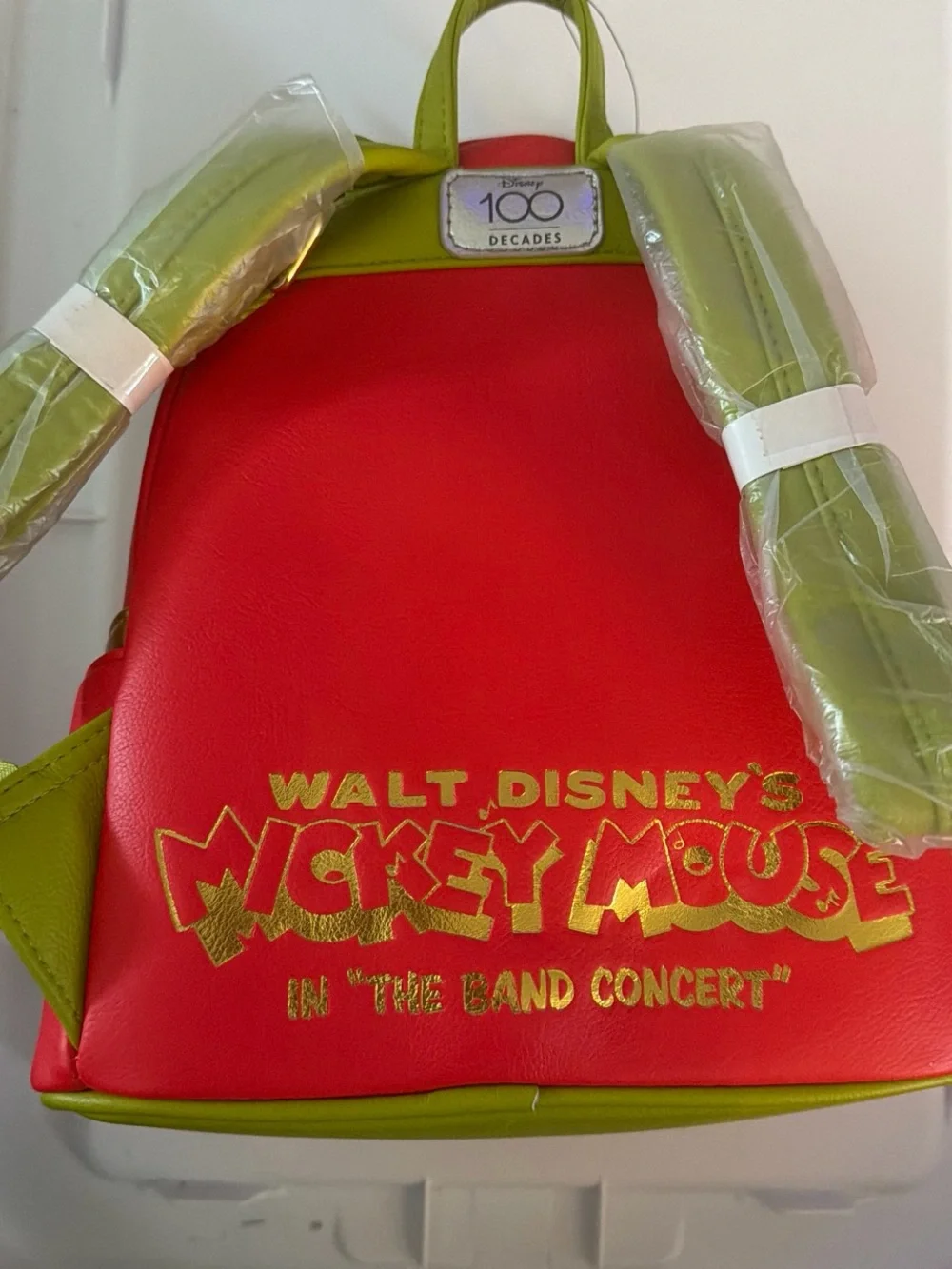 Loungefly Red Mickey Mouse Band Leader Crossbody with Gold & Green Accents
